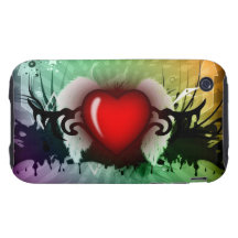 Red heart graphic - tough iPhone 3 cases