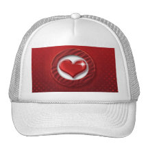 Red heart hats & peak caps