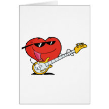 Red Heart Holding A Guitar Greeting Card