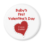 Red Heart I Love Daddy First Valentines Day Magnets