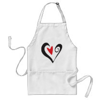 Red Heart in Black Heart aprons