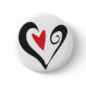 Red Heart in Black Heart buttons