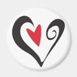 Red Heart in Black Heart Fridge Magnet
