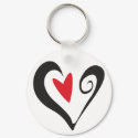 Red Heart in Black Heart keychains