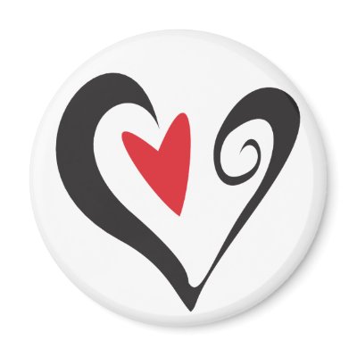 Red Heart in Black Heart Fridge Magnet by emonation