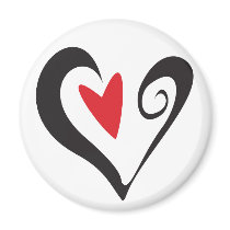 Red Heart in Black Heart magnets by emonation Red Heart in Black Heart magnets