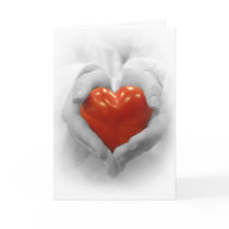 Red Heart in Hands, I Love You Shape cards