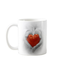 Red Heart in Hands, I Love You Shape Coffee Mugs