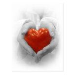 Red Heart in Hands, I Love You Shape Post Cards