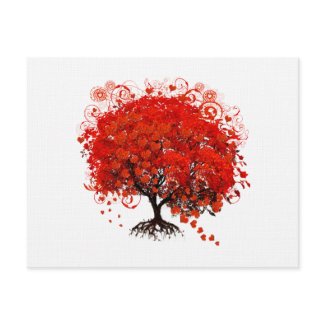 Red Heart Leafed Tree RSVP Response Card invitation
