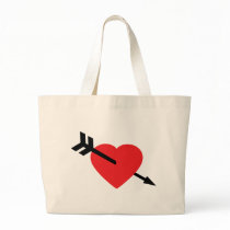 Red Heart Love Amor Arrow Canvas Bags