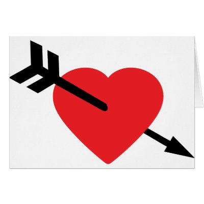 Red Heart Love Amor Arrow Card