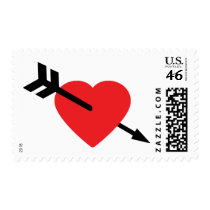 Red Heart Love Amor Arrow Postage Stamps