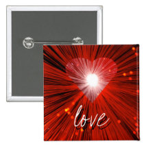 Red Heart 'love'  button badge