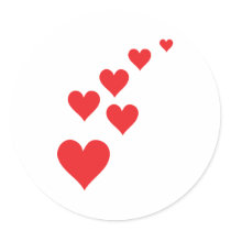 Red Heart Love Rain - Valentine�s Day Round Stickers