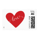 Red Heart Love Wedding Stamp