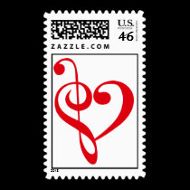 Red Heart Music Stamp stamps
