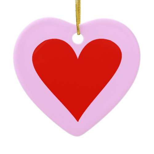 Red Heart on a Ceramic Heart Pendant ornament