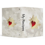 Red Heart on Gold Filigree 3 Ring Binder