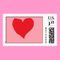 Red Heart on Pink postage by eelkat Red Heart on Pink postage