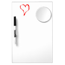 Red Heart on White. Dry Erase Whiteboard
