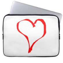 Red Heart on White. Laptop Sleeve