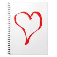 Red Heart on White. Spiral Note Books
