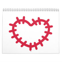 Red heart patch wall calendars