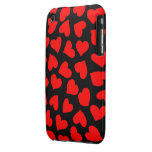 Red Heart Pattern on Black iPhone 3 Cover
