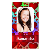 Red heart photo template business card