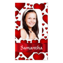 Red heart photo template business card templates