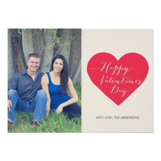 Red Heart Photo Valentines Day Flat Card