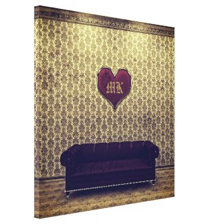 Red Heart Purple Sofa Gold Vintage Victorian Room Canvas Prints