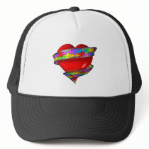 Red Heart Ribbon Mesh Hats
