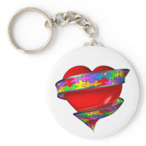 Red Heart Ribbon Keychains