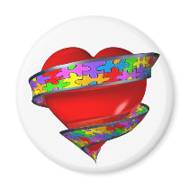 Red Heart Ribbon Magnets