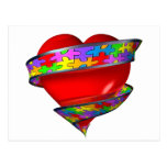 Red Heart Ribbon Post Cards