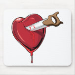 Red Heart Saw Cut Hurt Love Hearts Mouse Pads