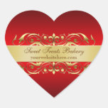 Red Heart Scroll Cupcake Baking Label Sticker