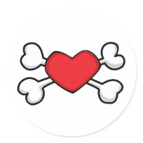 red heart Skull and Crossbones Sticker