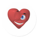 Red heart smiley winking at you stickers by SmileyFaceStore Red heart smiley winking at you stickers