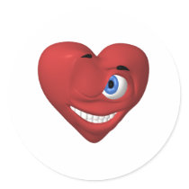 Red heart smiley winking at you stickers