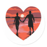 Red Heart Sunset Beach Holding Hands