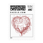 Red Heart Swirl Wedding Postage
