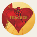 Red Heart Teacher Stickers