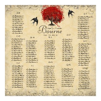 Red Heart Tree- 100 to 150 guests - alphabetical print
