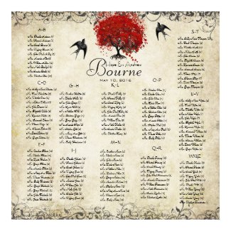 Red Heart Tree- 100 to 150 guests - alphabetical print