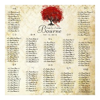 Red Heart Tree- 100 to 150 guests - alphabetical print