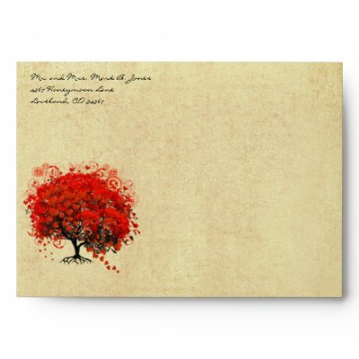 Red Heart Tree Envelopes