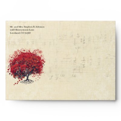 Red Heart Tree Envelopes